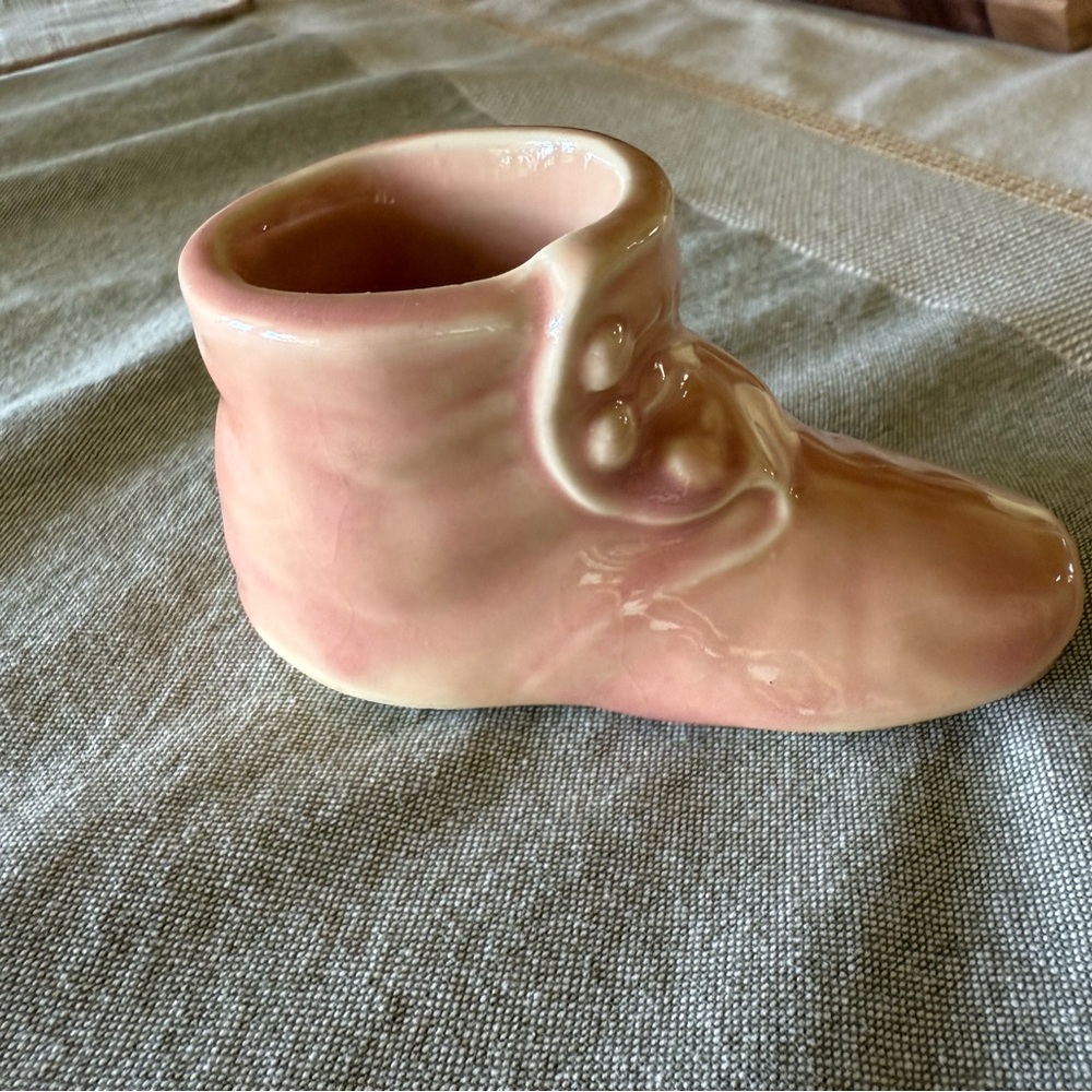 Vintage Pink Ceramic Boot Vase